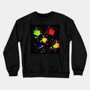 Bright coloured paint splats on a black background Crewneck Sweatshirt